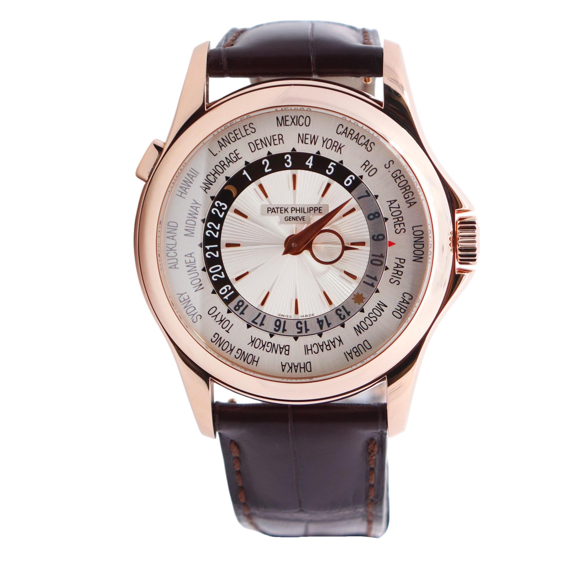 Patek Philippe World Time 39mm White Dial Watch Ref# 5130 - Happy Jewelers Fine Jewelry Lifetime Warranty