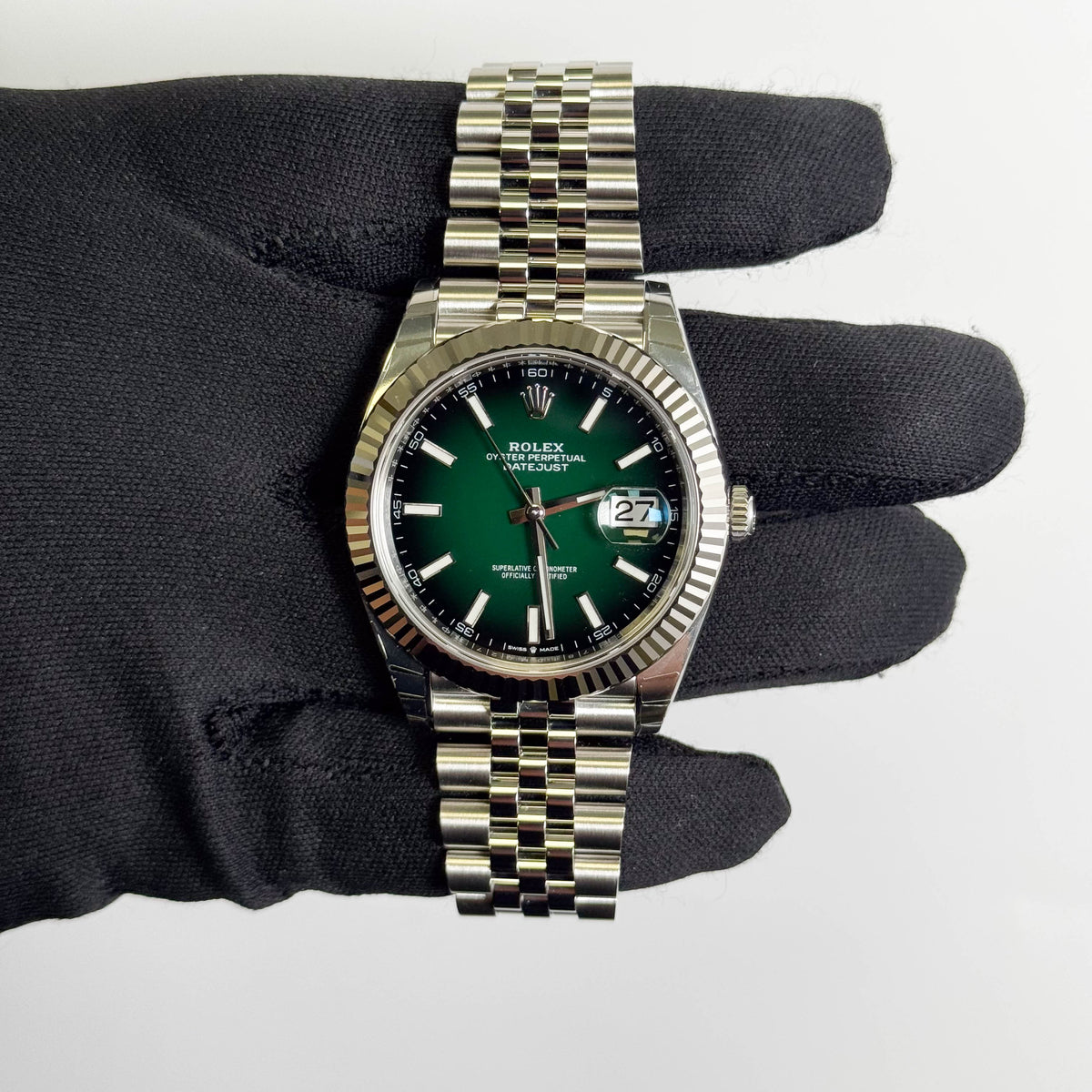 Rolex Datejust 41mm Green Ombre Dial Watch Ref# 126334