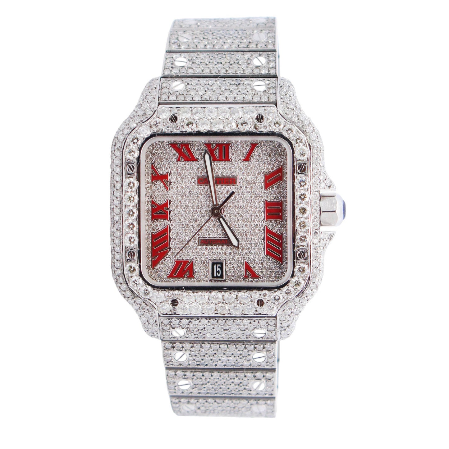 Cartier Santos 40mm Pave Dial Watch Ref# WSSA0030