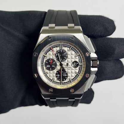 Audemars Piguet Royal Oak Offshore "Panda" 44mm Silver Chronograph Dial Watch# 26400SO.OO.A002CA.01 - Happy Jewelers Fine Jewelry Lifetime Warranty