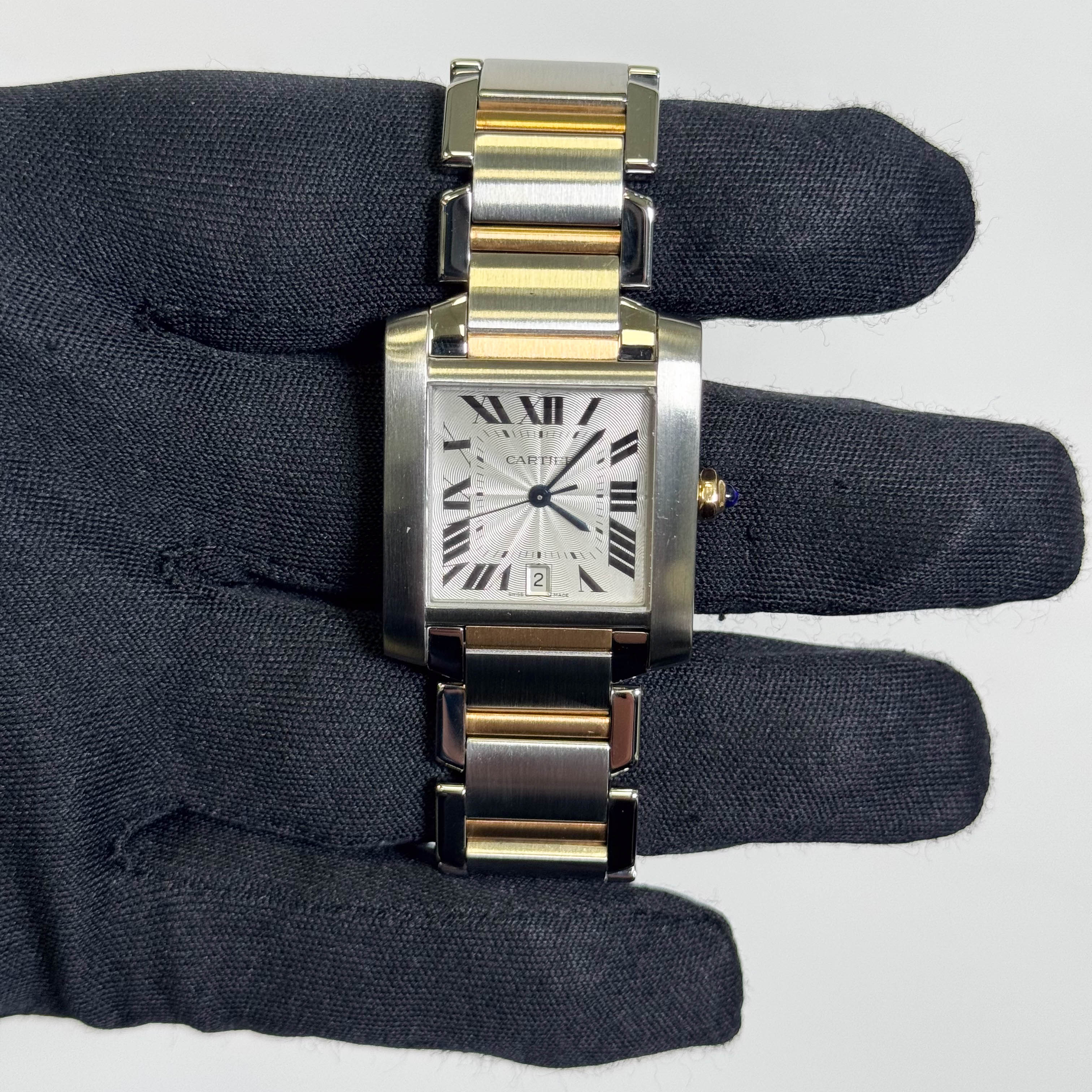 Cartier Tank Francaise  Stainless Steel 32mm White Dial Watch Ref# W51005Q4 - Happy Jewelers Fine Jewelry Lifetime Warranty