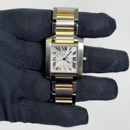 Cartier Tank Francaise  Stainless Steel 32mm White Dial Watch Ref# W51005Q4 - Happy Jewelers Fine Jewelry Lifetime Warranty