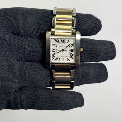 Cartier Tank Francaise  Stainless Steel 32mm White Dial Watch Ref# W51005Q4 - Happy Jewelers Fine Jewelry Lifetime Warranty