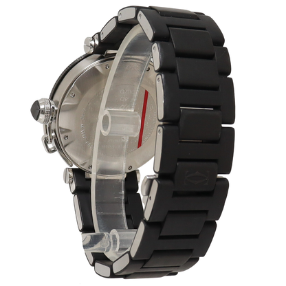 Cartier Pasha Seatimer Stainless Steel 40mm Black Index & Roman Dial Watch Reference#: W31077U2 - Happy Jewelers Fine Jewelry Lifetime Warranty