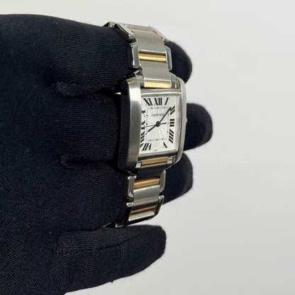 Cartier Tank Francaise  Stainless Steel 32mm White Dial Watch Ref# W51005Q4 - Happy Jewelers Fine Jewelry Lifetime Warranty