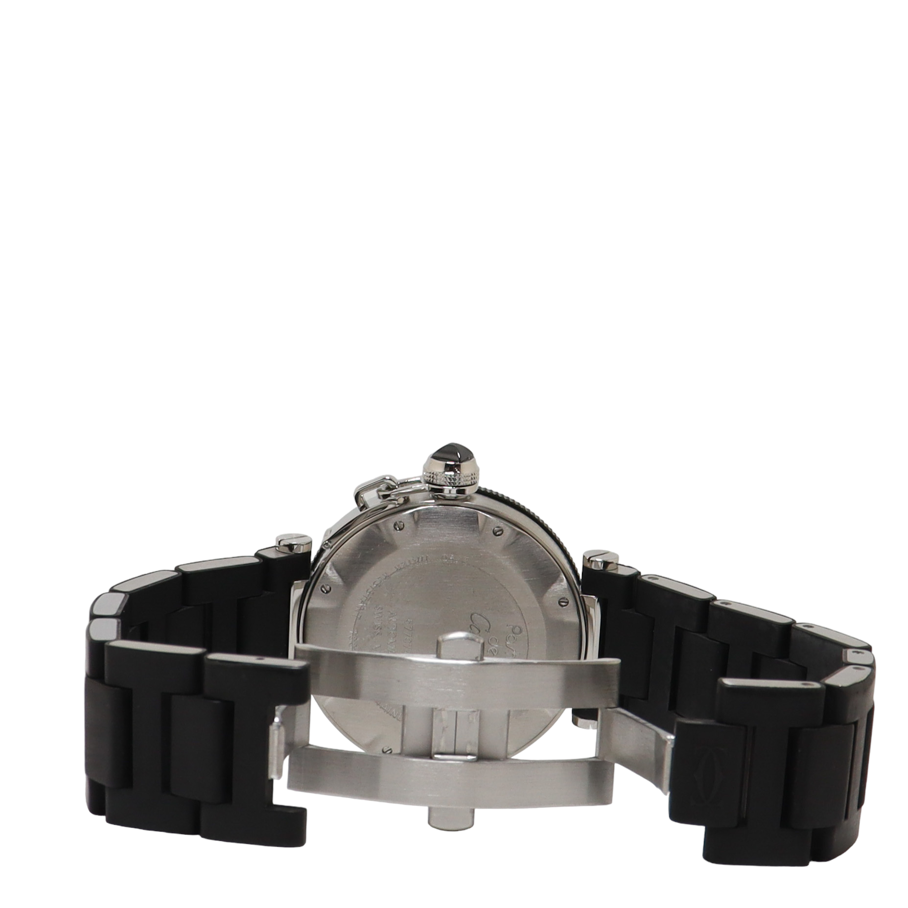 Cartier Pasha Seatimer Stainless Steel 40mm Black Index & Roman Dial Watch Reference#: W31077U2 - Happy Jewelers Fine Jewelry Lifetime Warranty