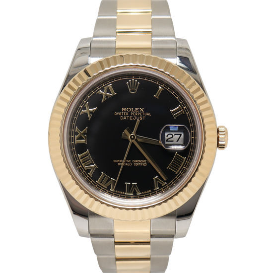 Load image into Gallery viewer, Rolex Datejust Two Tone Yellow Gold &amp;amp; Stainless Steel 41mm Black Roman Dial Watch Reference#: 116333 - Happy Jewelers Fine Jewelry Lifetime Warranty
