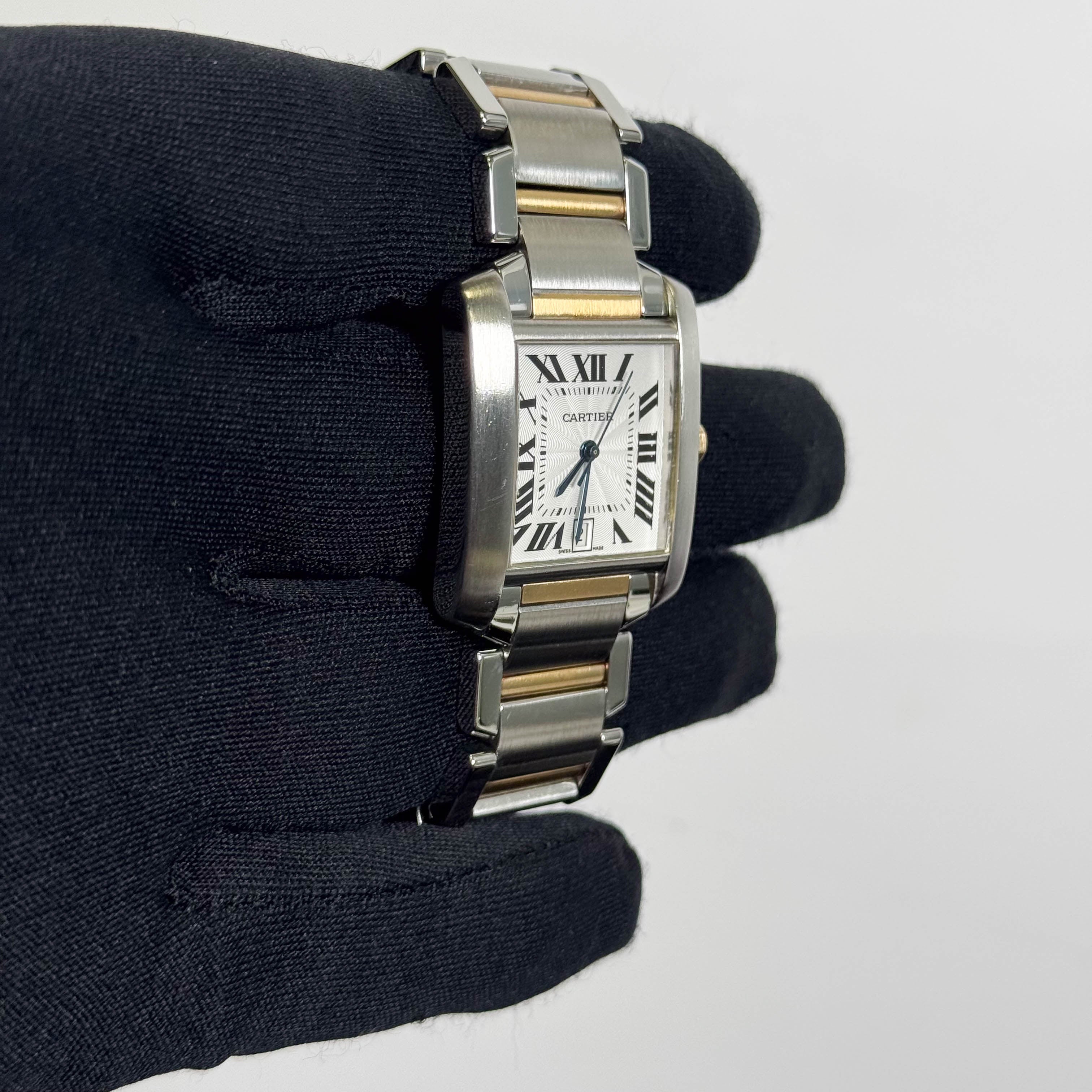 Cartier Tank Francaise  Stainless Steel 32mm White Dial Watch Ref# W51005Q4 - Happy Jewelers Fine Jewelry Lifetime Warranty