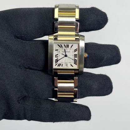Cartier Tank Francaise Stainless Steel 32mm White Dial Watch Ref# W51005Q4 - Happy Jewelers Fine Jewelry Lifetime Warranty