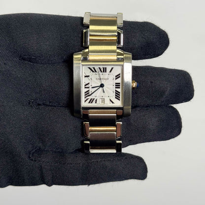 Cartier Tank Francaise  Stainless Steel 32mm White Dial Watch Ref# W51005Q4 - Happy Jewelers Fine Jewelry Lifetime Warranty