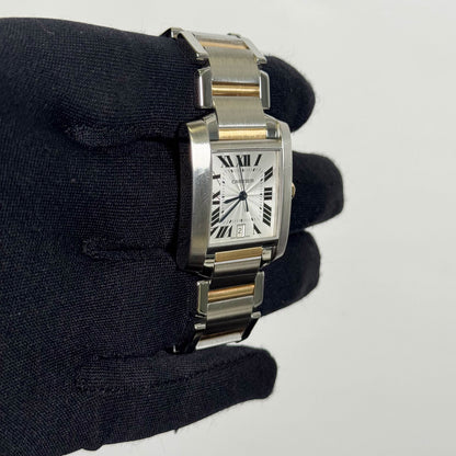 Cartier Tank Francaise  Stainless Steel 32mm White Dial Watch Ref# W51005Q4 - Happy Jewelers Fine Jewelry Lifetime Warranty