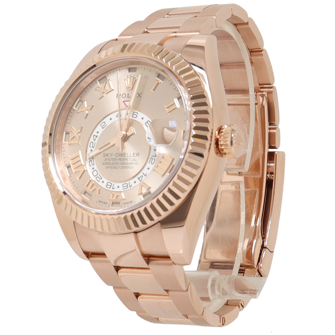 Load image into Gallery viewer, Rolex Sky Dweller 42mm Rose Gold Sun Dust Pink Roman Dial Watch Reference#: 326935 - Happy Jewelers Fine Jewelry Lifetime Warranty
