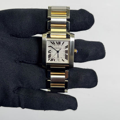Cartier Tank Francaise Stainless Steel 32mm White Dial Watch Ref# W51005Q4 - Happy Jewelers Fine Jewelry Lifetime Warranty