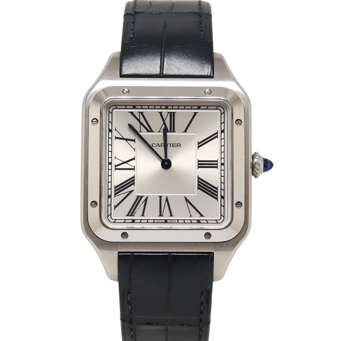 Cartier Santos Dumont Stainless Steel 46.6x33.9mm Silver Roman Dial Watch Reference#: WSSA0032 - Happy Jewelers Fine Jewelry Lifetime Warranty