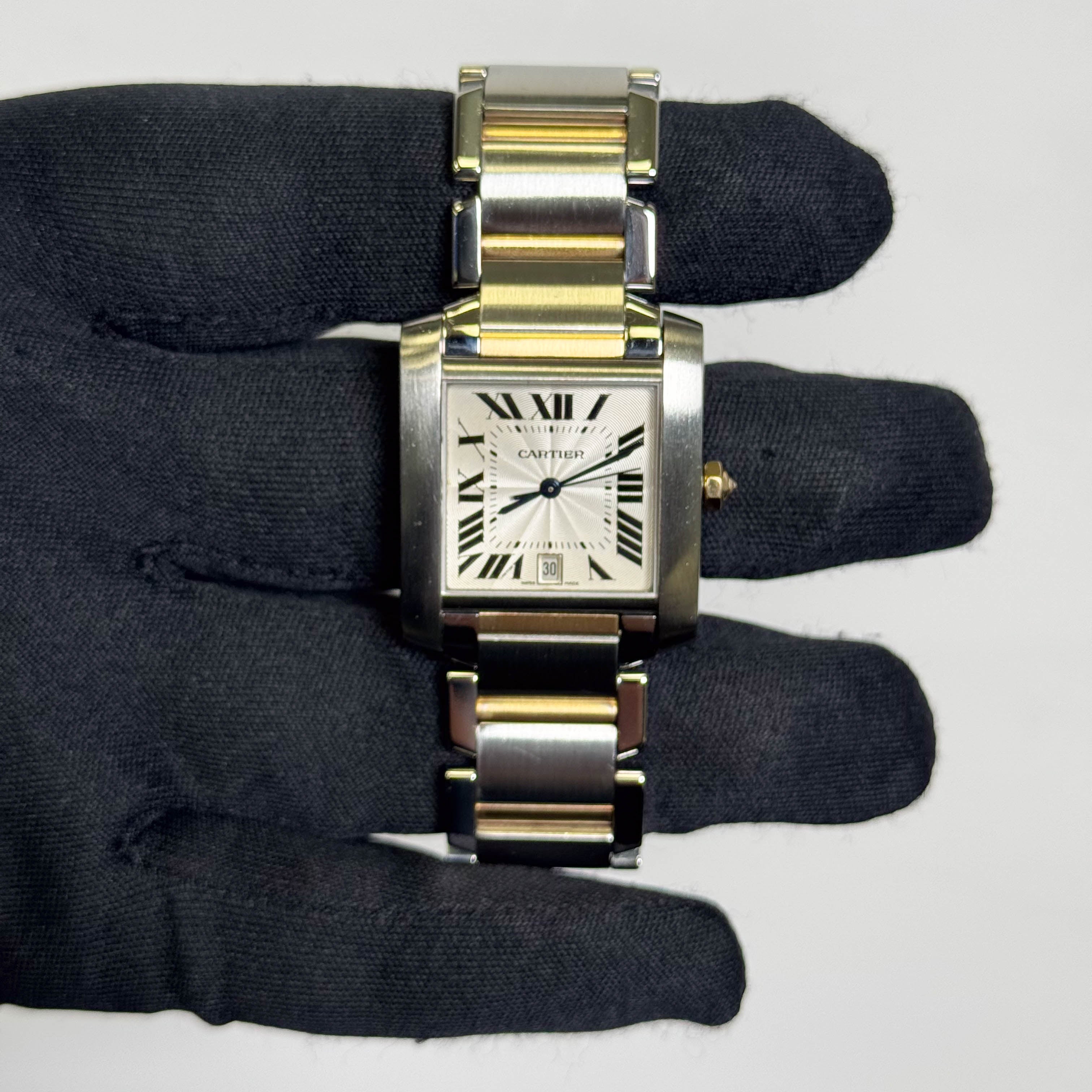 Cartier Tank Francaise  Stainless Steel 32mm White Dial Watch Ref# W51005Q4 - Happy Jewelers Fine Jewelry Lifetime Warranty