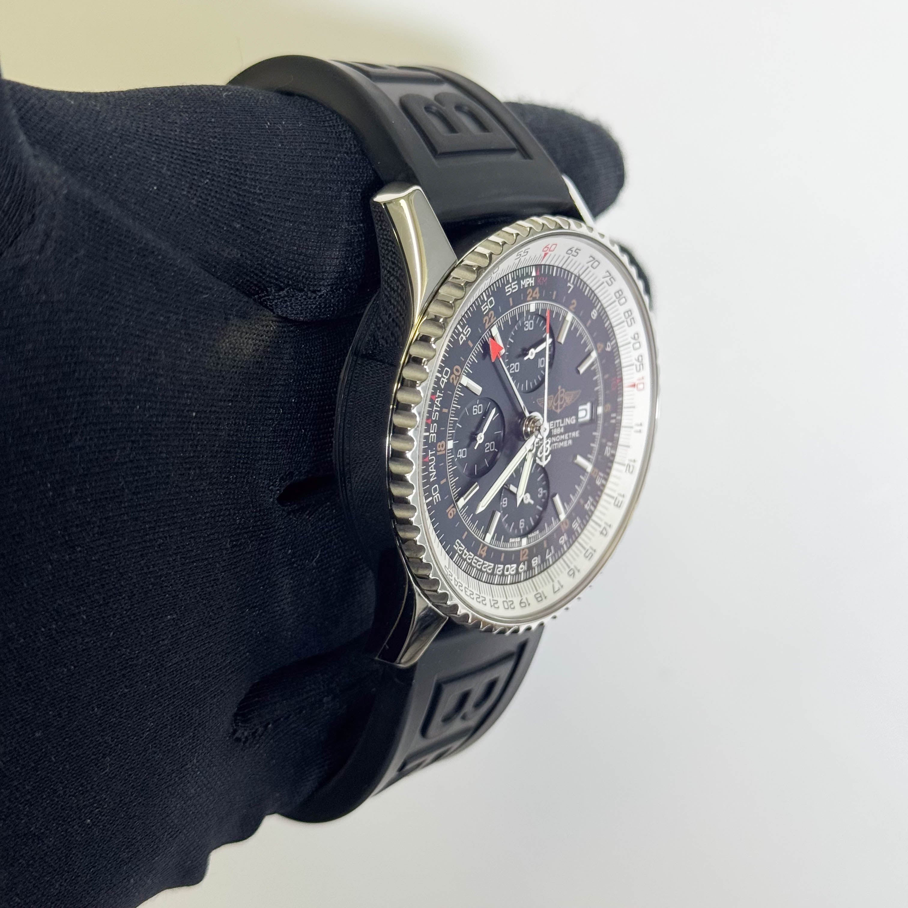 Breitling Navitimer 46mm Black Dial Watch Ref# A24322 - Happy Jewelers Fine Jewelry Lifetime Warranty