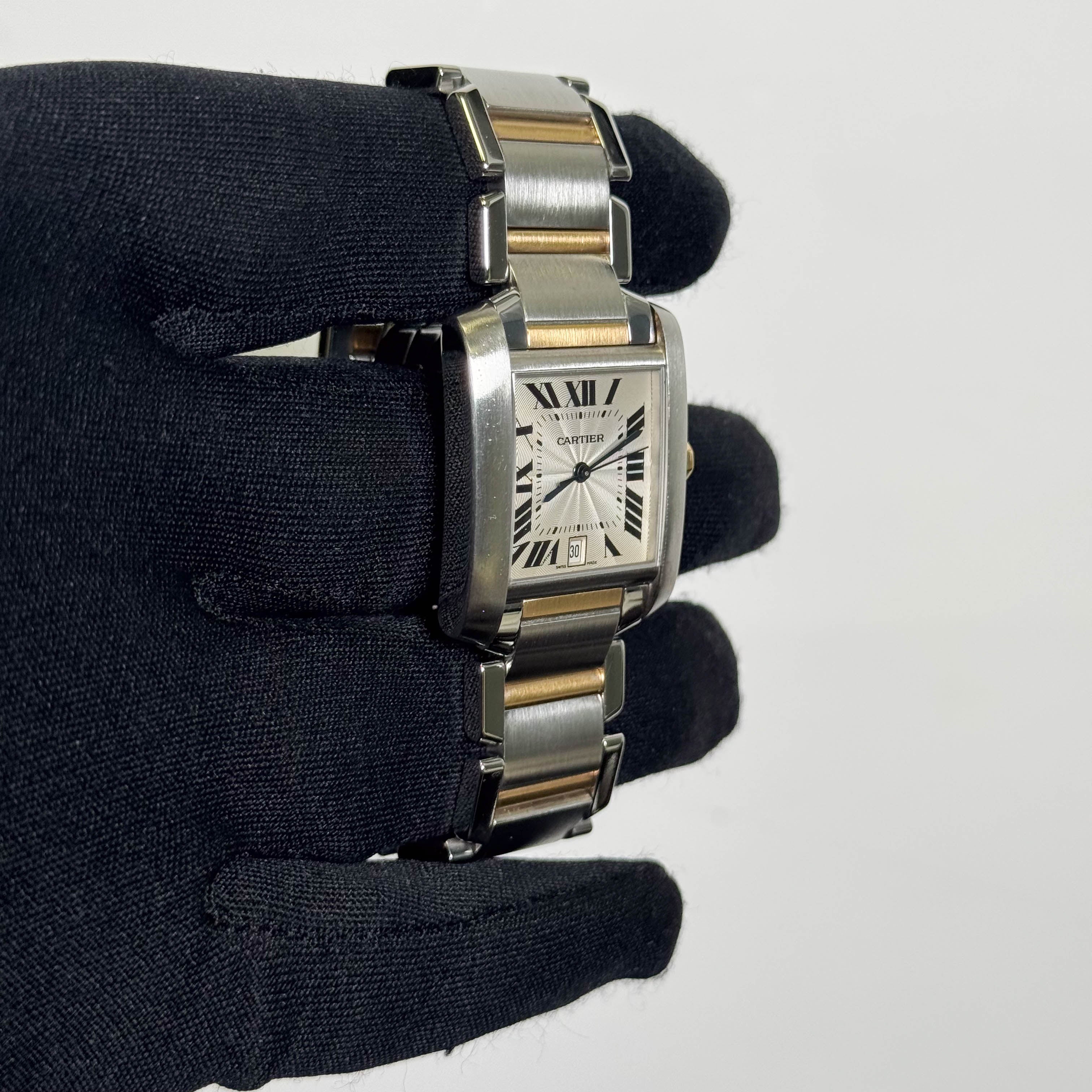 Cartier Tank Francaise  Stainless Steel 32mm White Dial Watch Ref# W51005Q4 - Happy Jewelers Fine Jewelry Lifetime Warranty