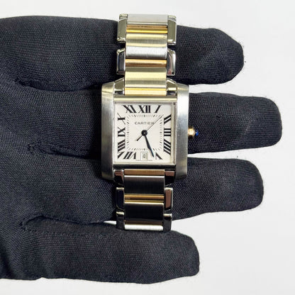 Cartier Tank Francaise Stainless Steel 32mm White Dial Watch Ref# W51005Q4 - Happy Jewelers Fine Jewelry Lifetime Warranty