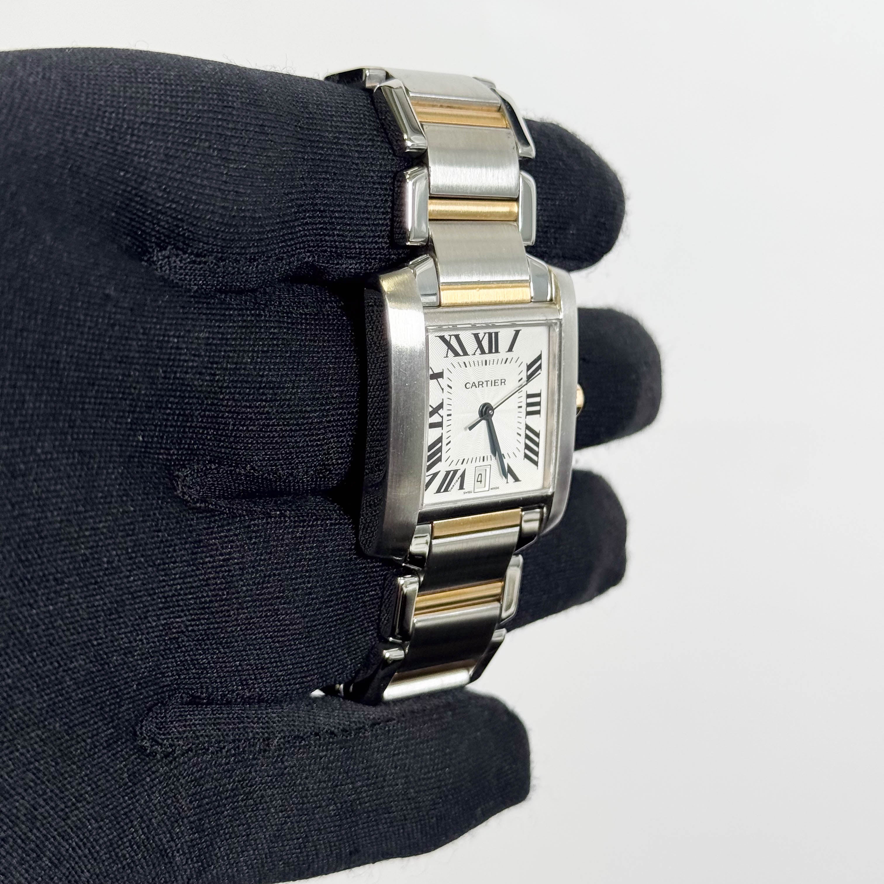 Cartier Tank Francaise Stainless Steel 32mm White Dial Watch Ref# W51005Q4 - Happy Jewelers Fine Jewelry Lifetime Warranty