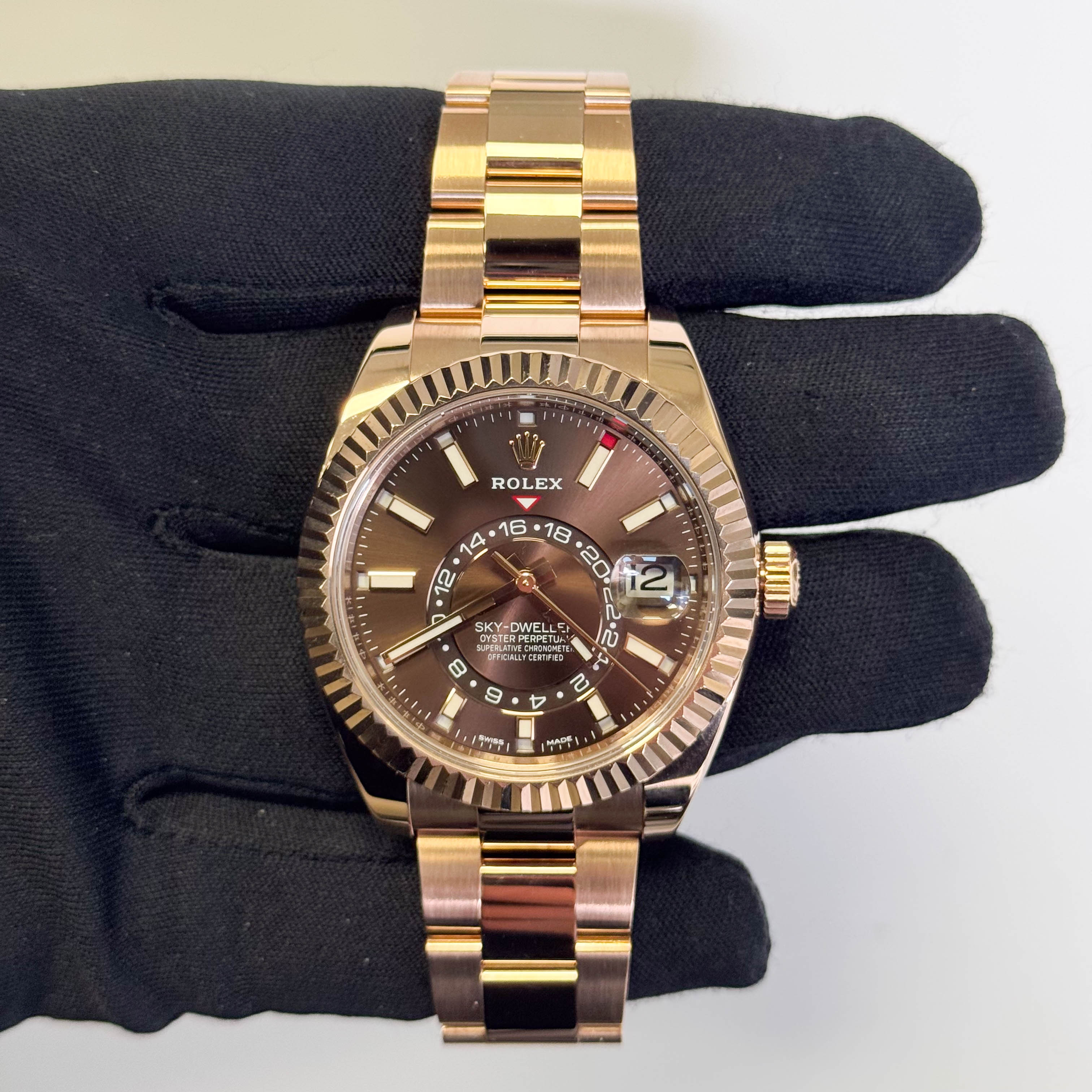 Rolex Sky-Dweller 42mm Chocolate Dial Watch Ref# 326935 – Happy