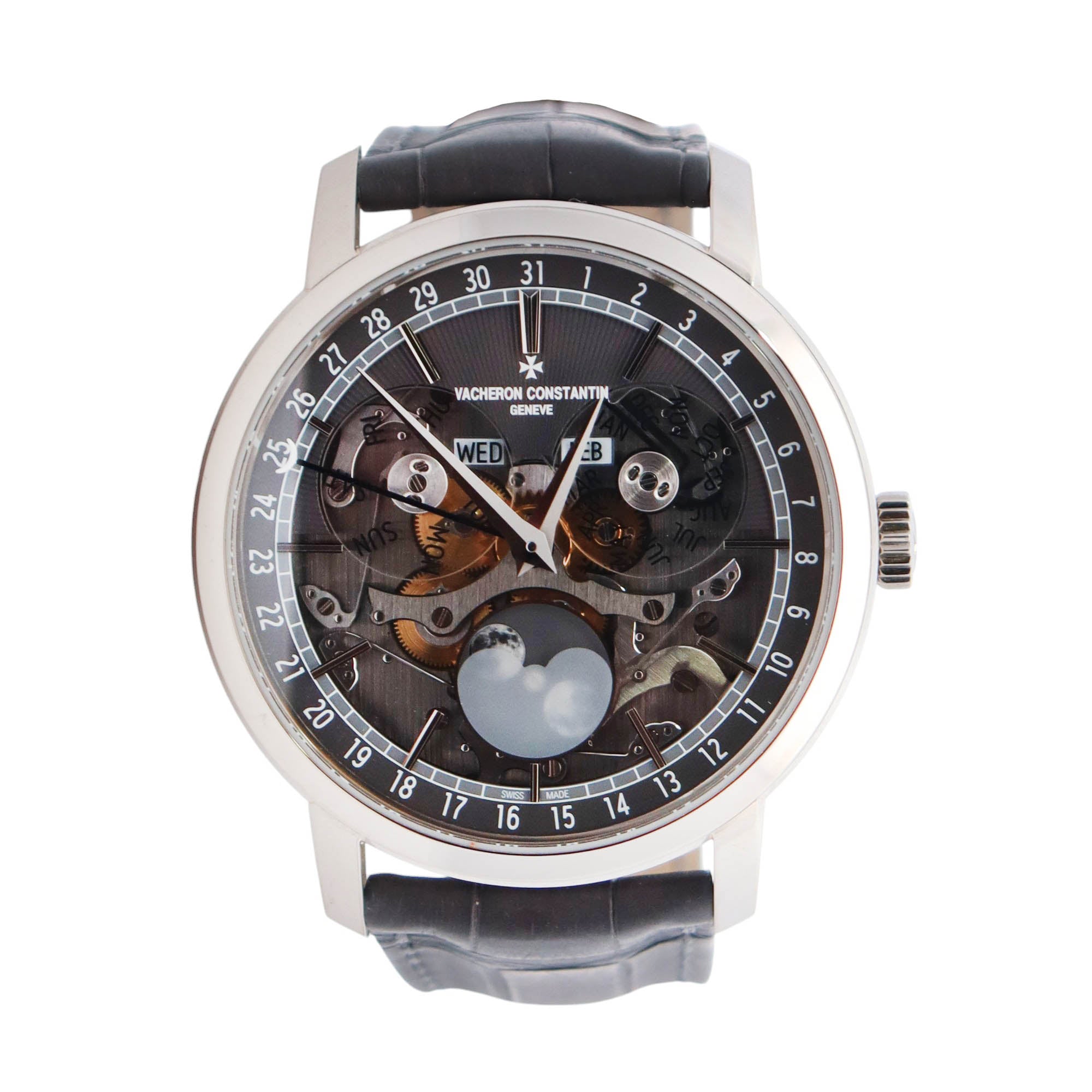 Vacheron Constantin Complete Calendar 41mm Openwork Dial Watch Ref# 4020T/000G-B655 - Happy Jewelers Fine Jewelry Lifetime Warranty