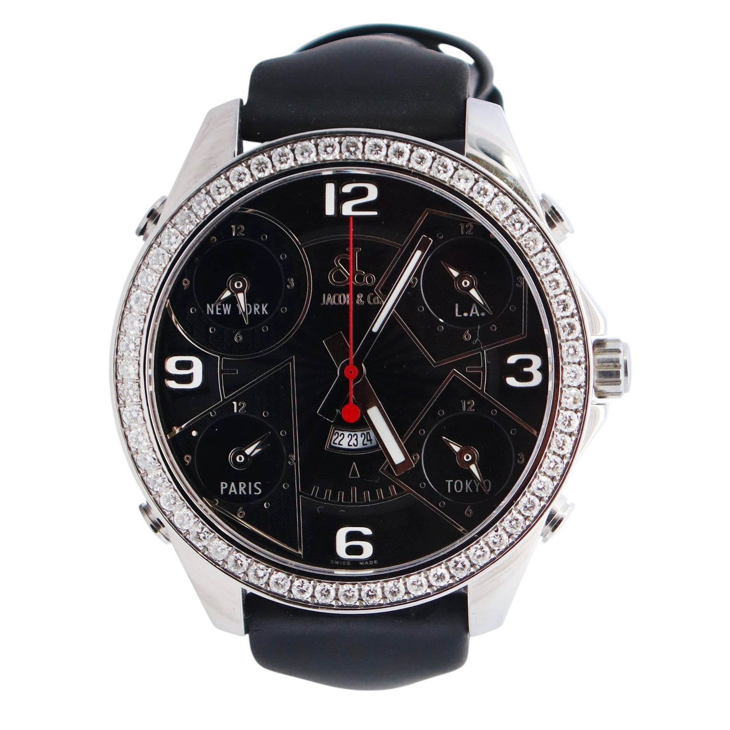 Jacob & Co. Five Time Zone 46.5mm Black Dial Watch Ref# JCM-2