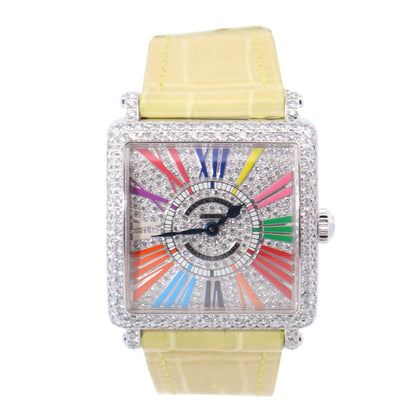 Franck Muller Master Square 29mm Pave Dial Watch Ref# 6002 L QZ D CD COL DR - Happy Jewelers Fine Jewelry Lifetime Warranty