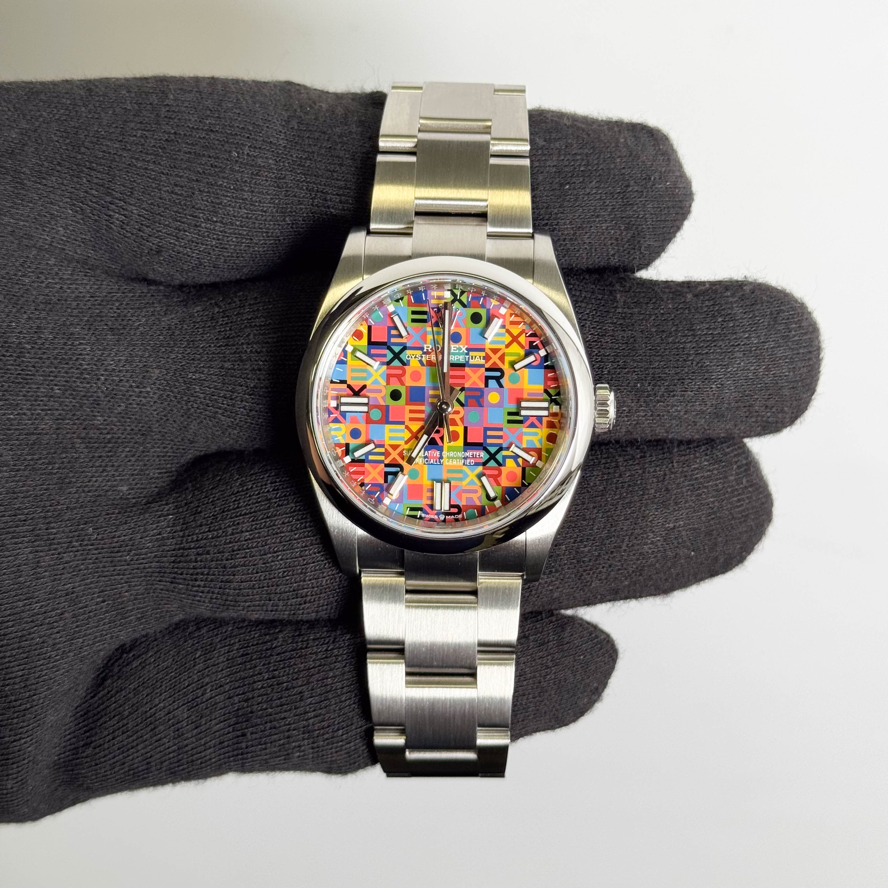 Rolex Oyster Perpetual 36mm 100th Anniversary Multicolored Jubilee Motif Dial Watch Ref# 126000