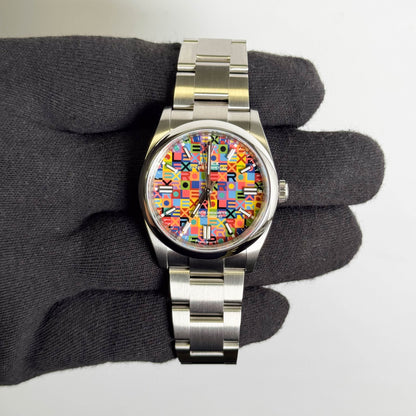 Rolex Oyster Perpetual 36mm 100th Anniversary Multicolored Jubilee Motif Dial Watch Ref# 126000