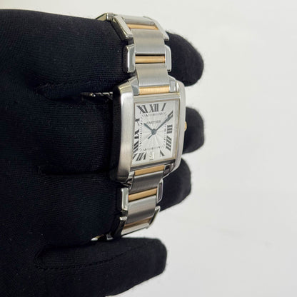 Cartier Tank Francaise  Stainless Steel 32mm White Dial Watch Ref# W51005Q4 - Happy Jewelers Fine Jewelry Lifetime Warranty