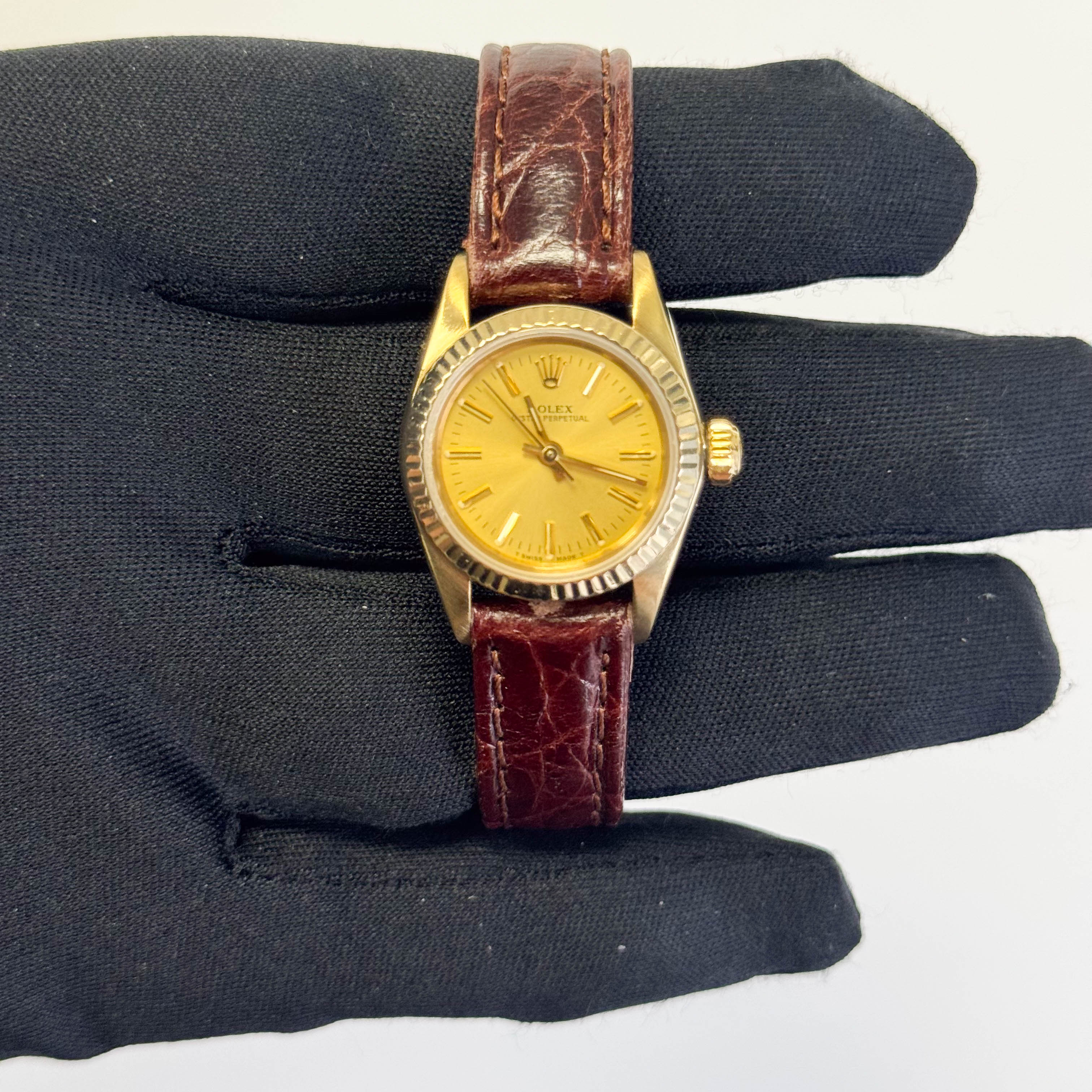 Rolex Oyster Perpetual 24mm Champagne Watch Ref# 67197 - Happy Jewelers Fine Jewelry Lifetime Warranty