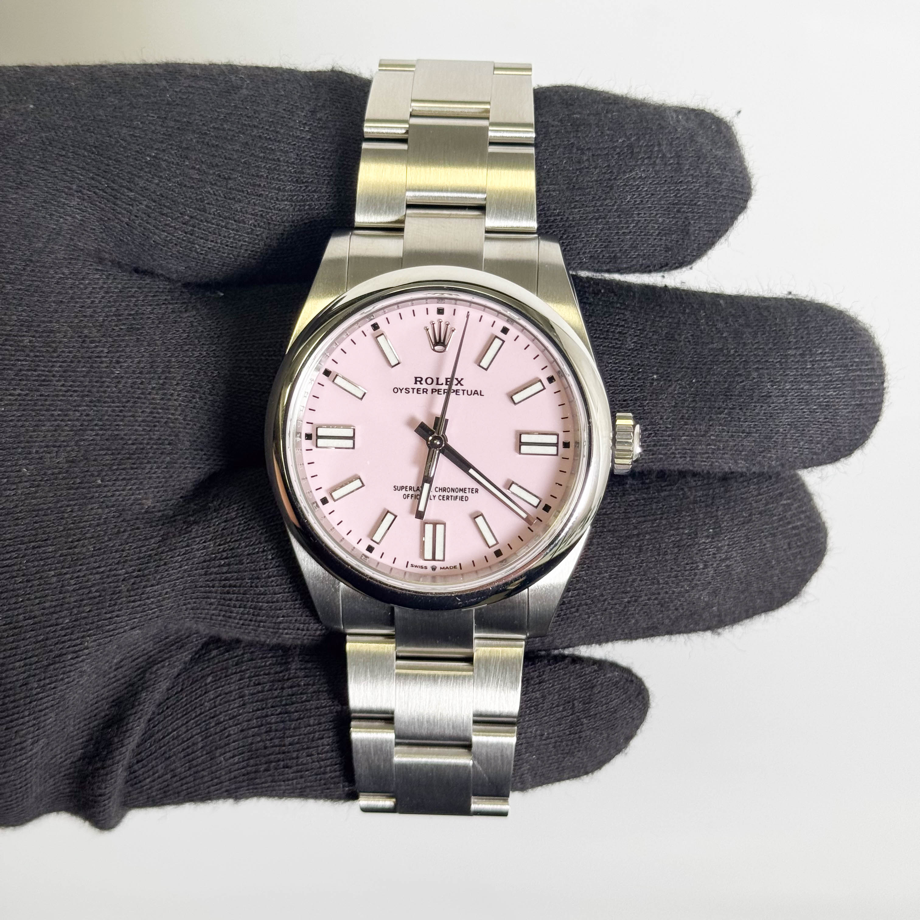 Rolex Oyster Perpetual 41mm Pink Dial Watch Ref# 134300