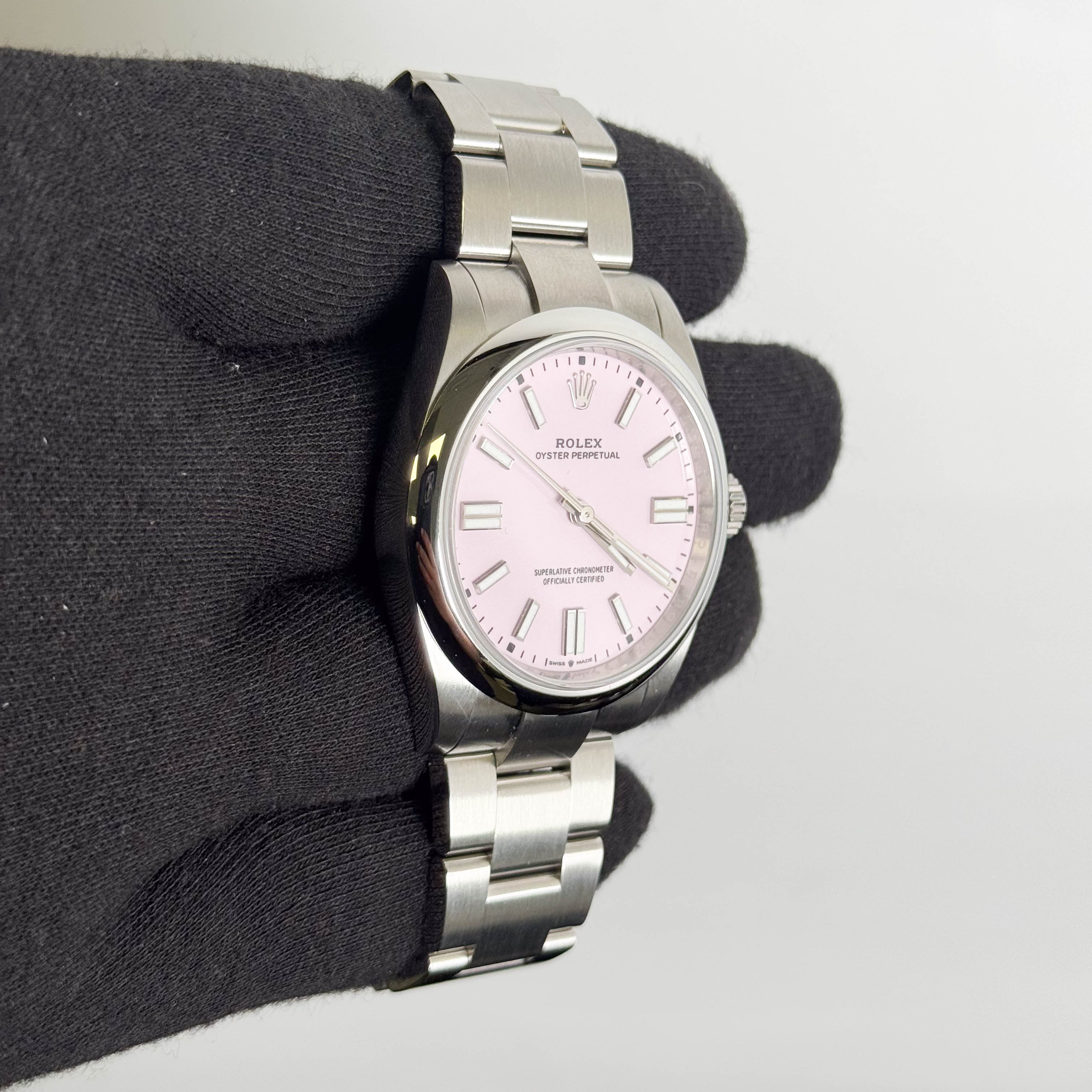 Rolex Oyster Perpetual 41mm Pink Dial Watch Ref# 134300