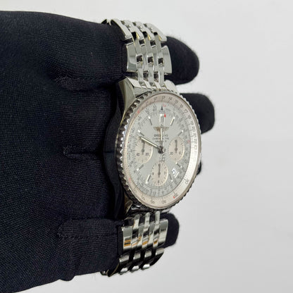 Breitling  Navitimer Stainless Steel 42mm Silver Chronograph Dial Watch Ref# A23322 - Happy Jewelers Fine Jewelry Lifetime Warranty