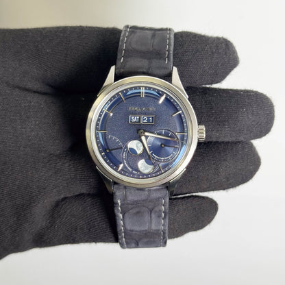 Pequignet Royale Paris Moon Phase 39.5mm Blue Dial Watch Ref: 9100673