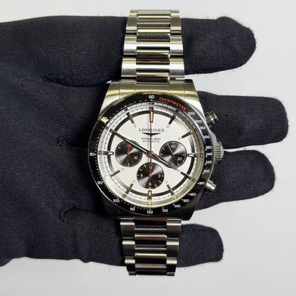 Longines Conquest 42mm White Chronograph Dial Watch Ref# L3.835.4.72.6 - Happy Jewelers Fine Jewelry Lifetime Warranty