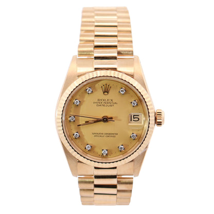Rolex Datejust 31mm Yellow Dial Watch Ref# 6827 - Happy Jewelers Fine Jewelry Lifetime Warranty