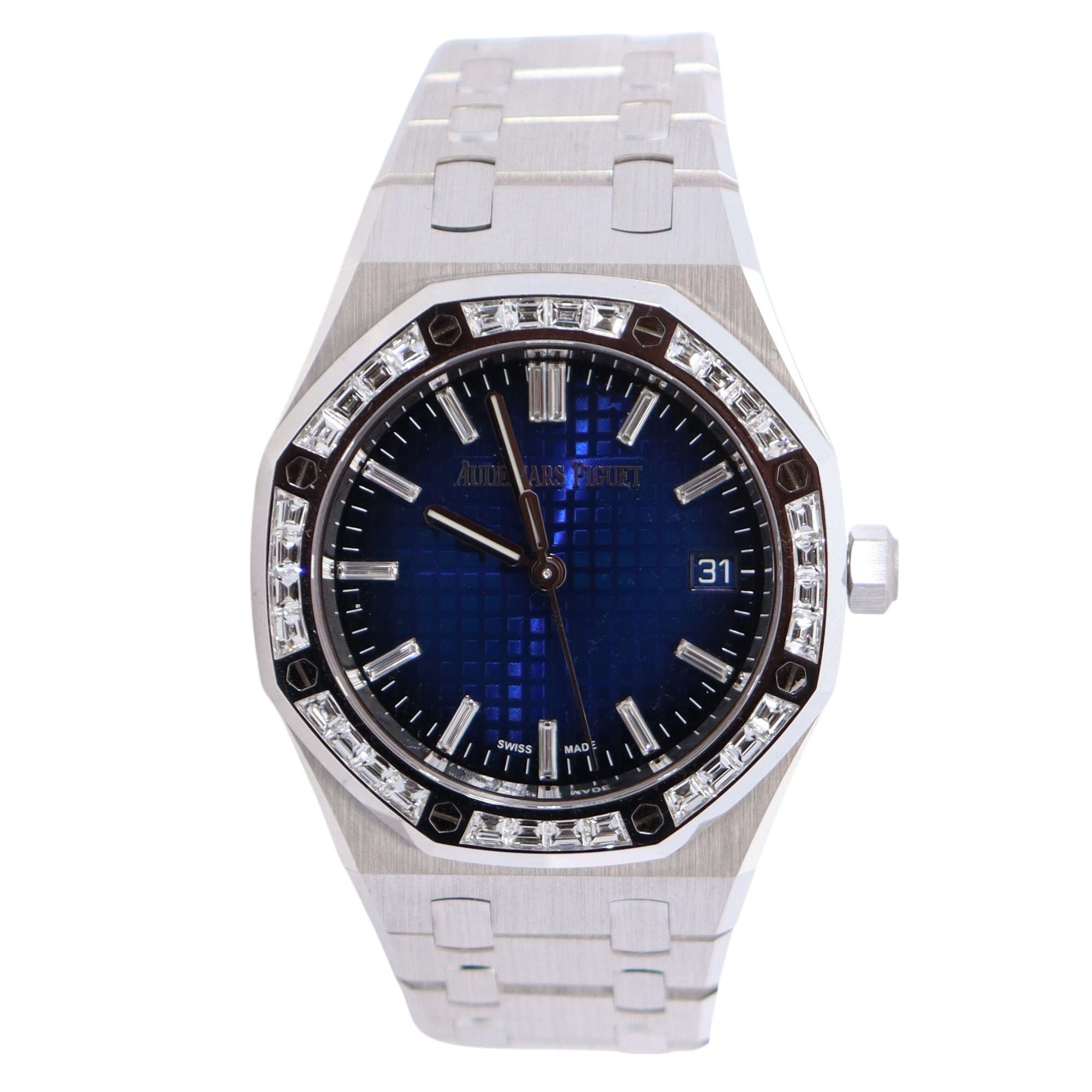 Audemars Piguet Royal Oak 34mm Blue Dial Watch Ref# 77451BC.ZZ.1261BC.01 - Happy Jewelers Fine Jewelry Lifetime Warranty