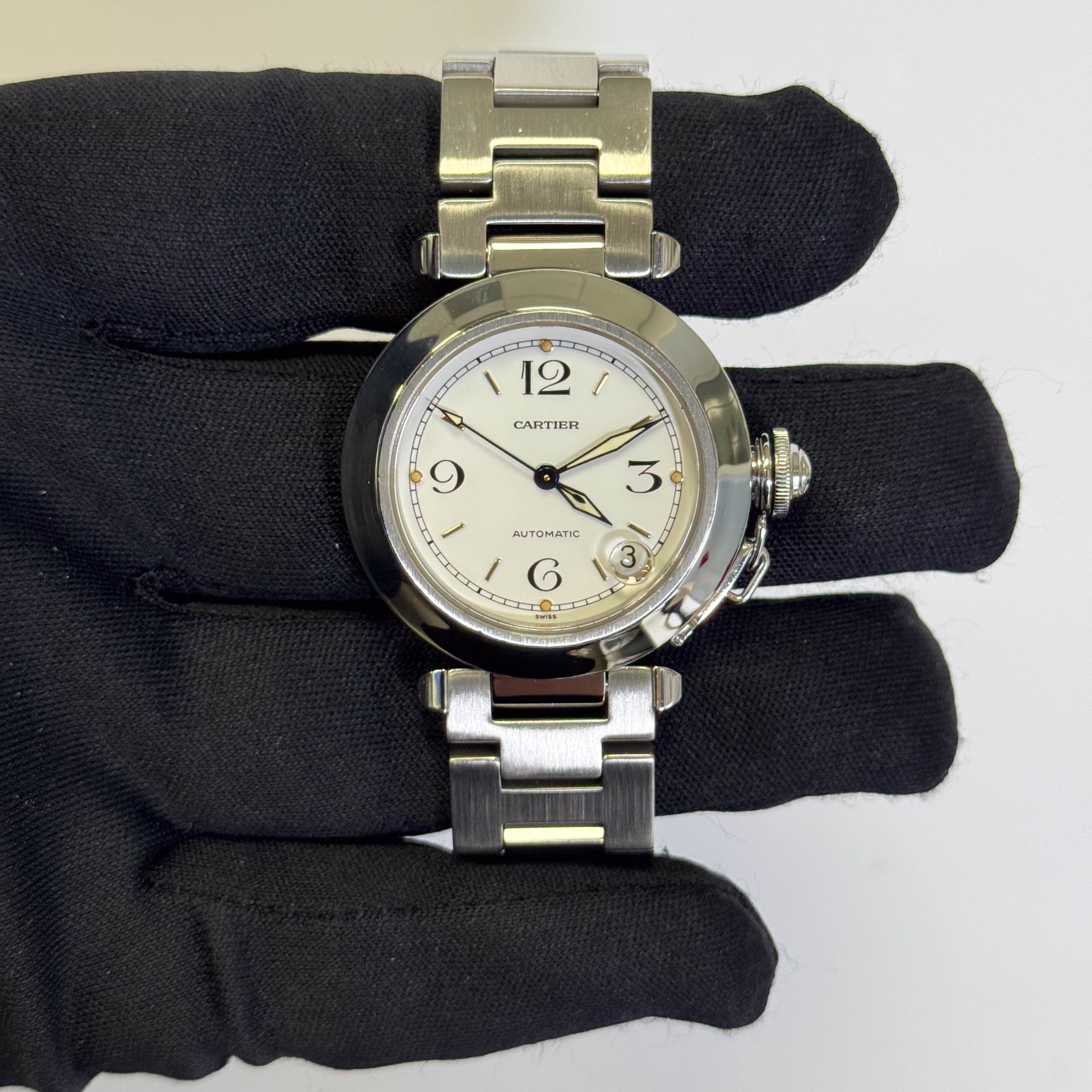 Cartier Pasha 35mm White Dial Watch Ref# W31015M7