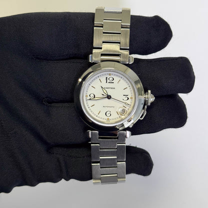 Cartier Pasha 35mm White Dial Watch Ref# W31015M7