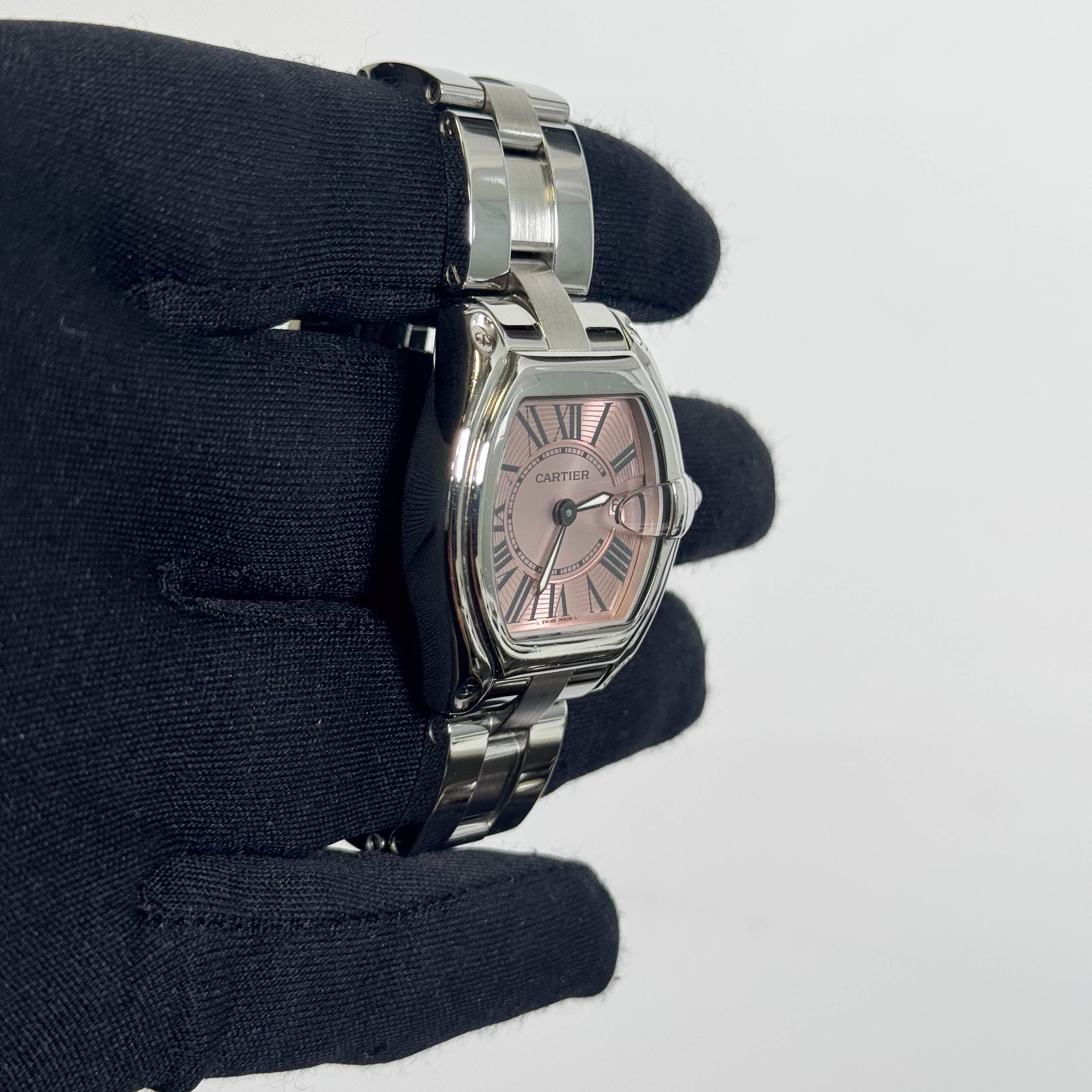 Cartier Roadster Stainless Steel 36x30mm Pink Dial Watch Ref# W62017V3 - Happy Jewelers Fine Jewelry Lifetime Warranty