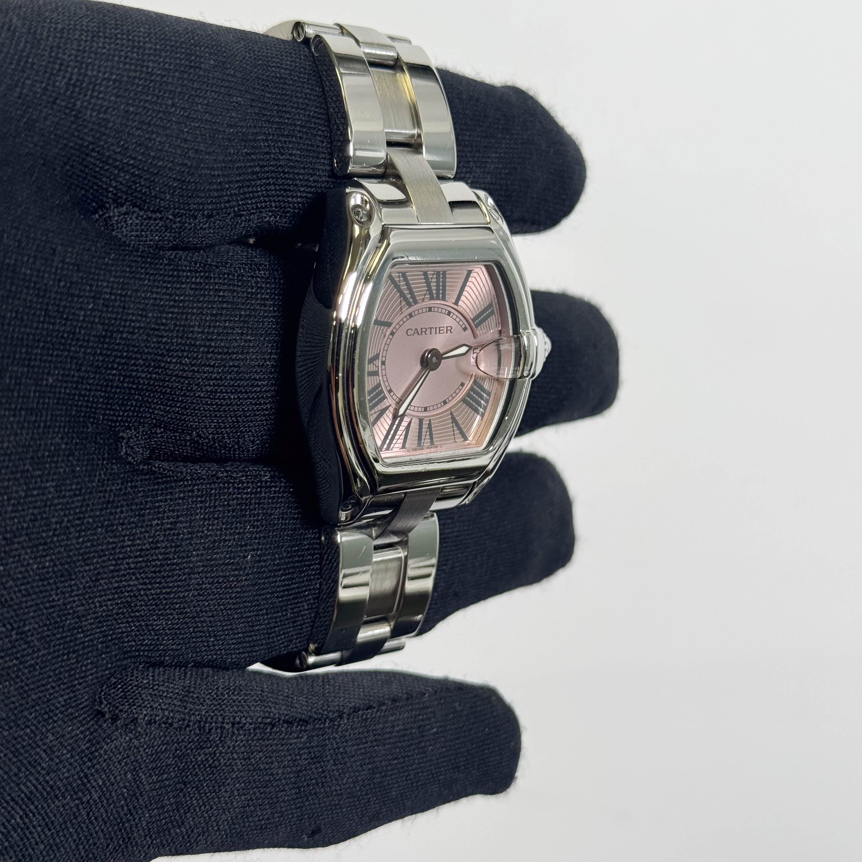Cartier Roadster Stainless Steel 36x30mm Pink Dial Watch Ref# W62017V3 - Happy Jewelers Fine Jewelry Lifetime Warranty