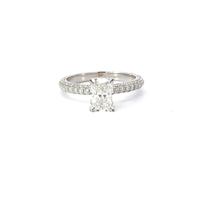 1.62 Carat Radiant Lab Diamond Engagement Ring with 3D Band and Hidden Halo - Happy Jewelers Fine Jewelry Lifetime Warranty