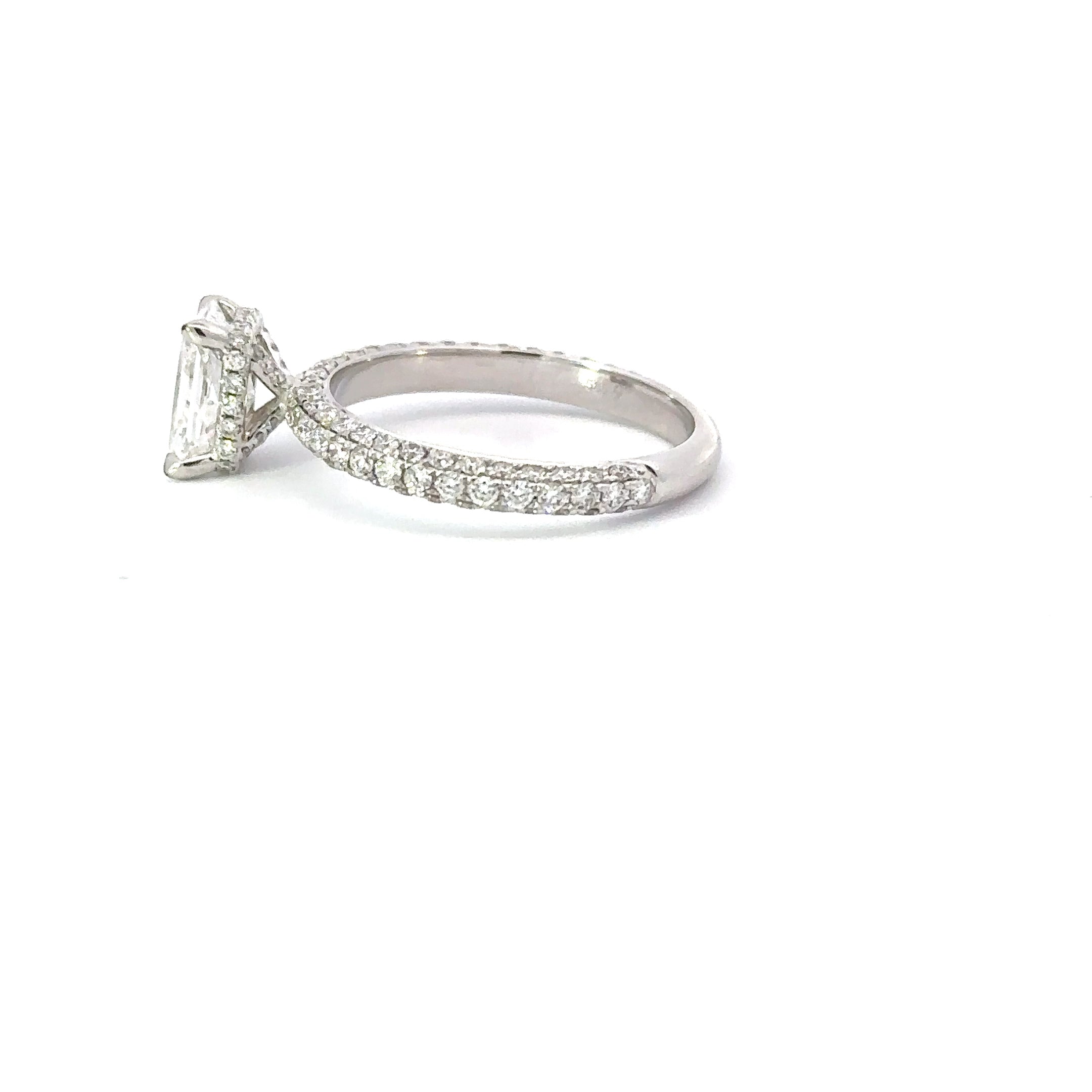 1.62 Carat Radiant Lab Diamond Engagement Ring with 3D Band and Hidden Halo - Happy Jewelers Fine Jewelry Lifetime Warranty