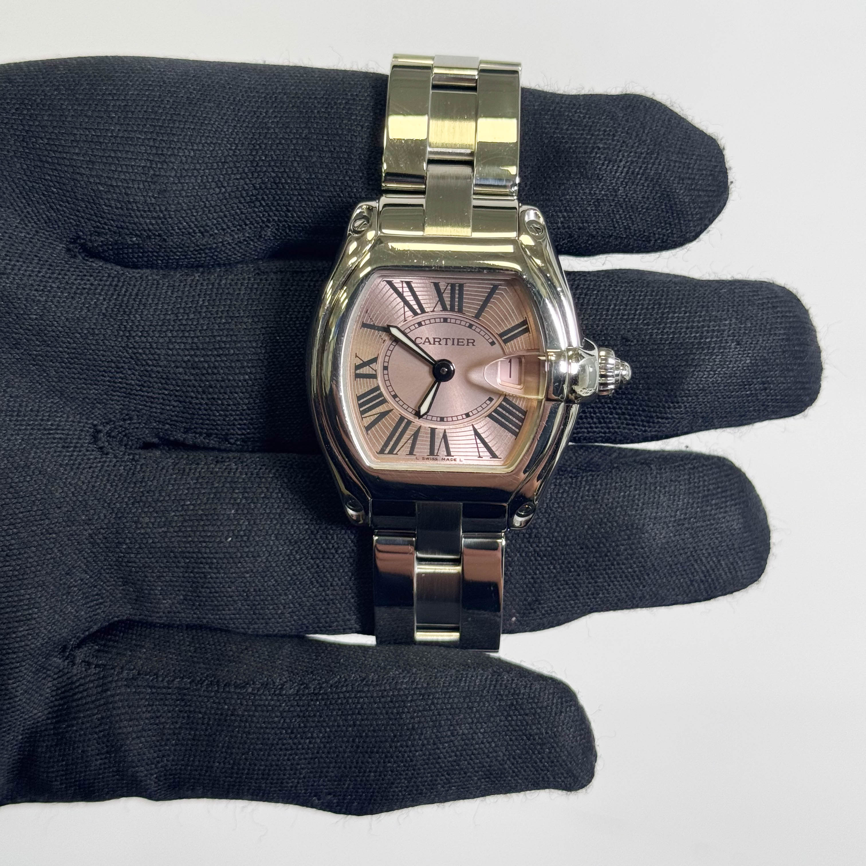 Cartier Roadster Stainless Steel 36x30mm Pink Dial Watch Ref# W62017V3 - Happy Jewelers Fine Jewelry Lifetime Warranty