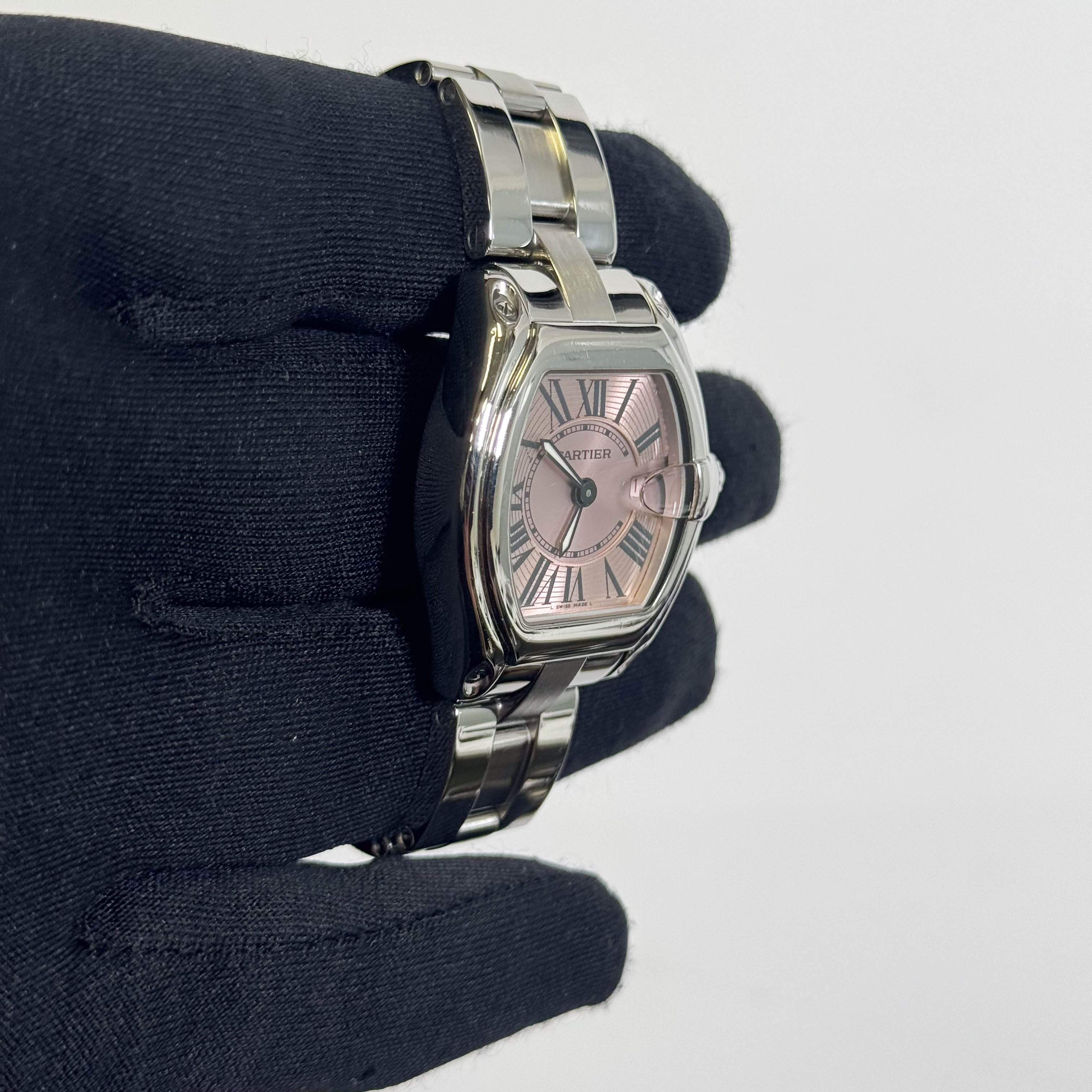 Cartier Roadster Stainless Steel 36x30mm Pink Dial Watch Ref# W62017V3 - Happy Jewelers Fine Jewelry Lifetime Warranty