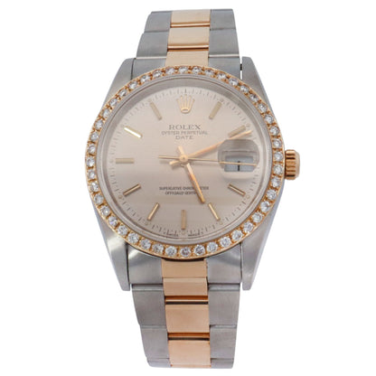 Rolex Oyster Perpetual 34mm Champagne Dial Watch Ref# 15223 - Happy Jewelers Fine Jewelry Lifetime Warranty