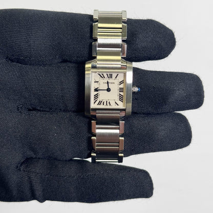 Cartier Tank Stainless Steel 20mm Ivory Dial Watch Ref# W51008Q3 - Happy Jewelers Fine Jewelry Lifetime Warranty