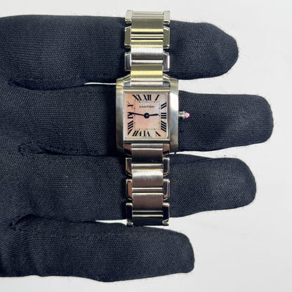 Cartier Tank Francaise Stainless Steel 20mm MOP Dial Watch Ref# W51028Q3 - Happy Jewelers Fine Jewelry Lifetime Warranty