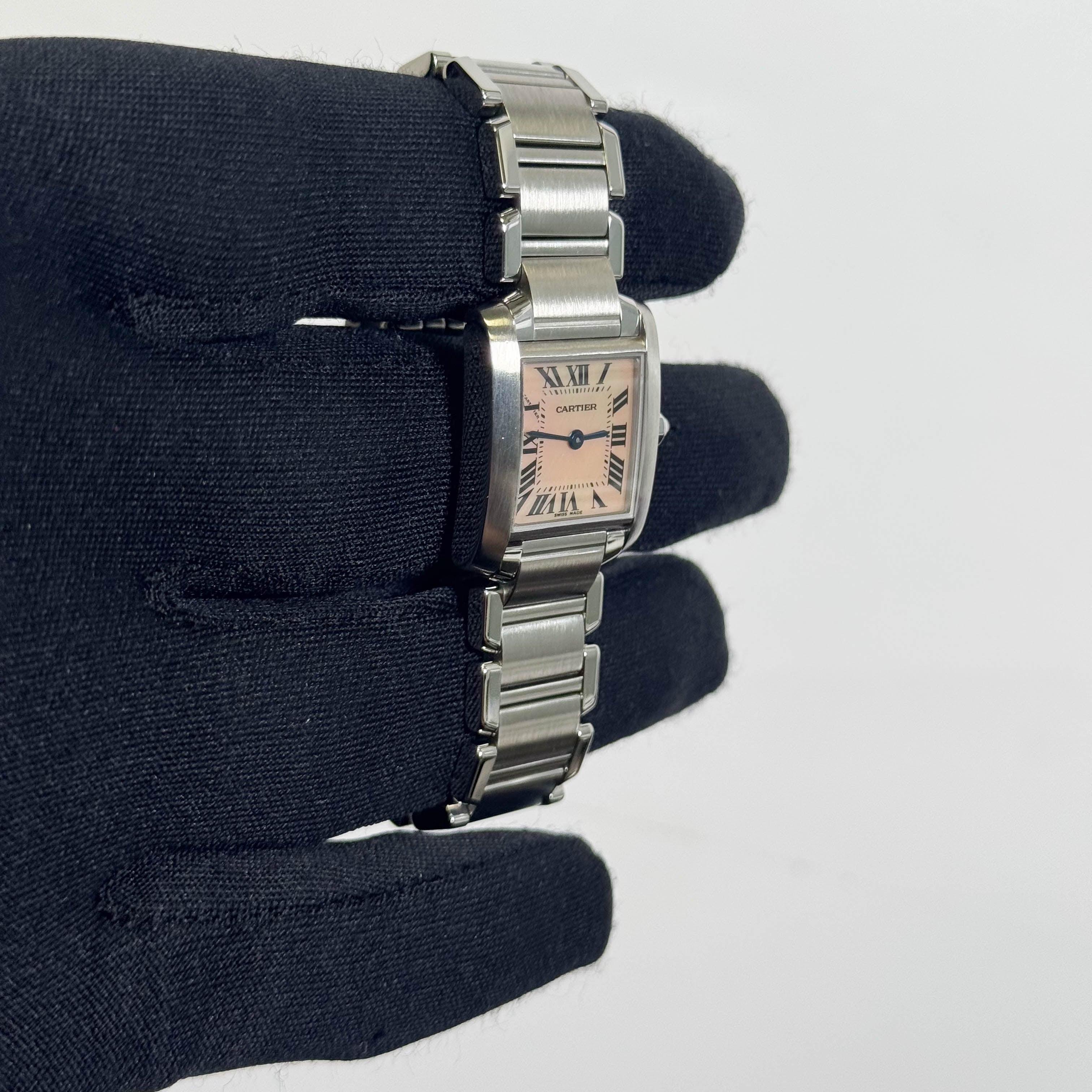 Cartier Tank Francaise Stainless Steel 20mm MOP Dial Watch Ref# W51028Q3 - Happy Jewelers Fine Jewelry Lifetime Warranty